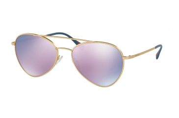 Image of Prada PS50SS Sunglasses 1BK5T0-60 - Matte Gold Frame, Dark Grey Mirror Pink Lenses