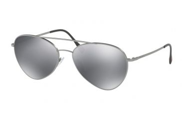 Image of Prada PS50SS Sunglasses 7CQ5L0-57 - Matte Gunmetal Frame, Light Grey Mirror Black Lenses