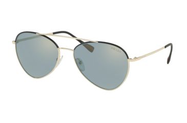 Image of Prada PS50SS Sunglasses AAV298-60 - Pale Gold/Black Frame, Azure Flash Gold Lenses