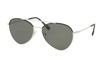 Image of Prada PS50SS Sunglasses GAQ5X1-60 - Silver / Black Frame, Polar Green Lenses