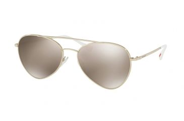 Image of Prada PS50SS Sunglasses ZVN1C0-57 - Pale Gold Frame, Light Brown Mirror Gold Lenses