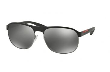 Image of Prada PS51QS Single Vision Prescription Sunglasses PS51QS-DG07W1-60 - Lens Diameter 60 mm, Frame Color Black/Gunmetal Rubber