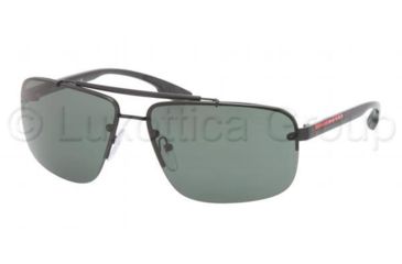 Image of Prada PS52OS Sunglasses 1BO3O1-6413 - Black Demi Shiny Frame, Green Lenses