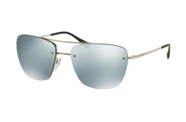 Image of Prada PS52RS Sunglasses 1BC5K2-56 - Silver Frame, Green Mirror Silver Lenses
