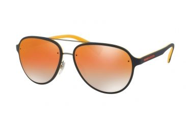 Image of Prada PS52SS Sunglasses VIH6U0-58 - Blue / Yellow Frame, Grey Mirr Rose Gold Grad Oran Lenses