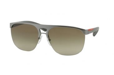 Image of Prada PS53QS Sunglasses DG11X1-34 - Black/Gunmetal Rubber Frame, Brown Gradient Lenses