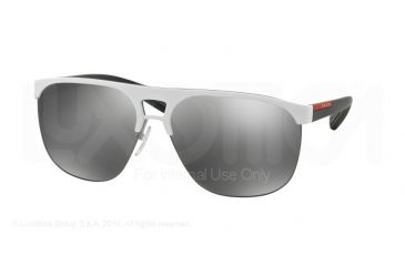 Image of Prada PS53QS Sunglasses TWK7W1-34 - White Rubber Frame, Grey Mirror Silver Lenses