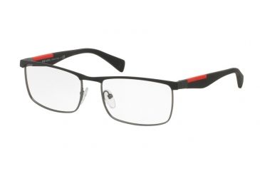 Image of Prada PS54FV Eyeglass Frames QFP1O1-53 - Black/steel Rubber Frame