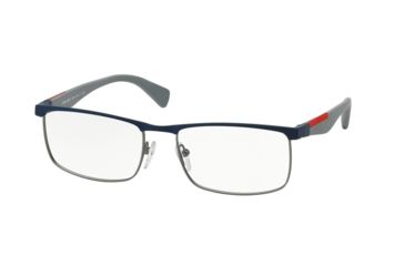 Image of Prada PS54FV Eyeglass Frames TWQ1O1-53 - Blue Rubber/Gunmet Rubber Frame