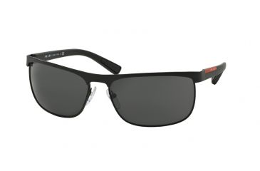 Image of Prada PS54QS Sunglasses DG01A1-63 - Black Rubber Frame, Grey Lenses