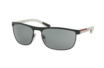 Image of Prada PS54QS Sunglasses TIG3C2-63 - Grey Rubber Frame, Dark Grey Lenses