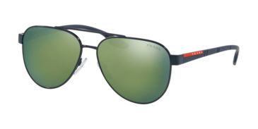 Image of Prada PS54TS Sunglasses 7AN213-58 - Blue Frame, Green Mirror Green Lenses