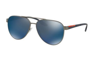Image of Prada PS54TS Sunglasses DG1387-58 - Gunmetal Rubber Frame, Dark Grey External Ar Lenses