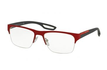 Image of Prada PS55FV Eyeglass Frames UAB1O1-54 - Top Red Rubber On Steel Frame