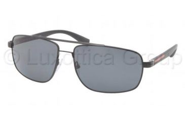 Image of Prada PS55NS Sunglasses 1BO5Z1-6016 - Demi Shiny Black Frame, Gray Lenses