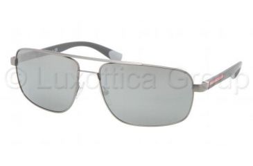 Image of Prada PS55NS Sunglasses 7CQ7W1-6016 - Gunmetal Demi Shiny Frame, Silver Mirror Lenses