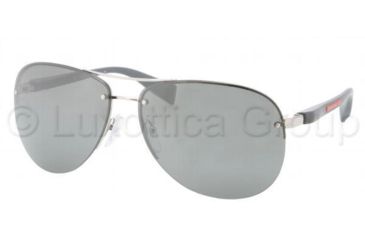 Image of Prada PS56MS Sunglasses 1BC7W1-6214 - Silver Frame, Gray Silver Mirror Lenses