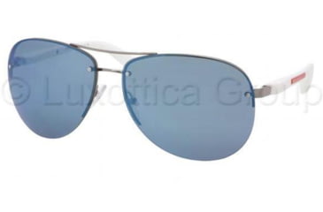 Image of Prada PS56MS Sunglasses 5AV9P1-6214 - Gunmetal Blue Mirror