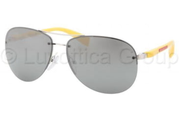 Image of Prada PS56MS Sunglasses GKD7W1-6214 - Yellow Frame, Gray Silver Mirror Lenses