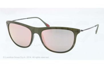 Image of Prada RED FEATHER PS01PS Single Vision Prescription Sunglasses PS01PS-ROS2D2-56 - Lens Diameter 56 mm, Frame Color Military Green Demi Shiny