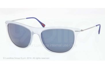 Image of Prada RED FEATHER PS01PS Single Vision Prescription Sunglasses PS01PS-ROT2E0-56 - Lens Diameter 56 mm, Frame Color Light Grey Demi Shiny
