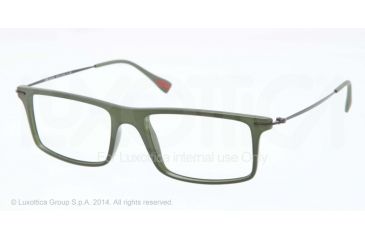Image of Prada RED FEATHER PS03EV Eyeglass Frames ROS1O1-51 - Military Green Demi Shiny Frame