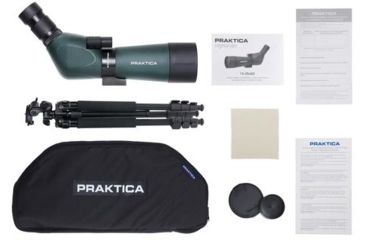 Image of Praktica Highlander Angled Spotting Scope 15-45x60mm w/ Tripod, Green PRA118