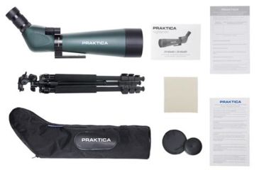 Image of Praktica Highlander Angled Spotting Scope 20-60x80mm w/ Tripod, Green PRA120