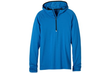 Image of prAna Breaker Hooded 1/4 Zip Shirt - Men's -Classic Blue-X-Large