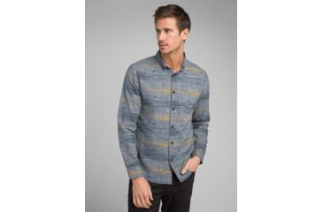 Image of prAna Broderick Long Sleeve - Slim - Mens, Grey Blue, Large, M23190635-GYBL-L