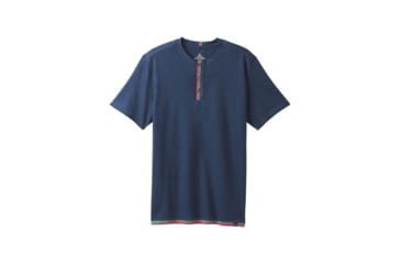 Image of prAna Garrity Short Sleeve Henley Mens, Equinox Blue Heather, X-Large, M11181406-EBHT-XL