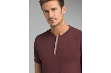 Image of prAna Garrity Short Sleeve Henley T-Shirt - Men's, Black Cherry, Large, M11181406-BKCY-L