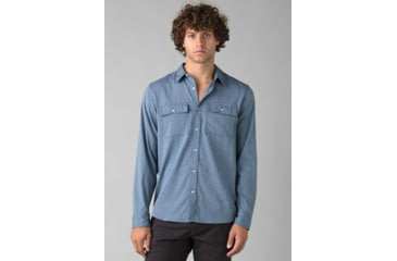 Image of prAna Garvan Long Sleeve Shirt - Mens, Antique Blue, Extra Large, 1965681-400-ST-XL