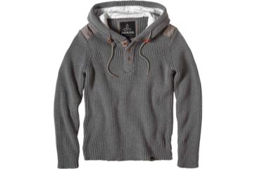 Image of prAna Hooded Henley Sweater - Men's -Gravel-XX-Large