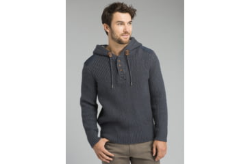 Image of prAna Hooded Henley Sweater - Men's, Coal, Large, M2PHHS316-COAL-L