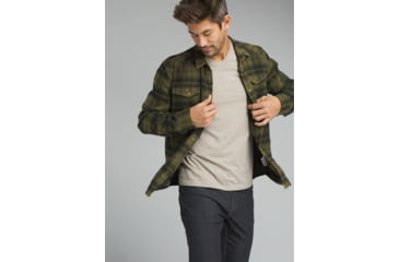 Image of prAna Horizon Long Sleeve Flannel Shirt - Mens, Cargo Green, Large, M23180490-CAGR-L