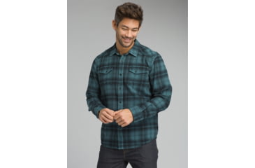Image of prAna Horizon Long Sleeve Flannel Shirt - Men's, Weathered Blue, Large, M23180490-WEBL-L