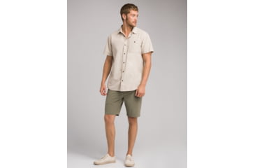 Image of prAna Jaffra Short Sleeve Shirt - Mens, Dark Khaki, Medium, M11191528 -293-M