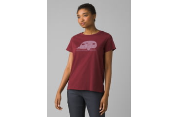 Image of prAna Journeyman 2.0 Tee - Womens, Extra Small, Maroon Happy Camper, 1969281-601-XS