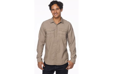 Image of prAna Kellan Slim Shirt - Men's-Dark Khaki-Medium