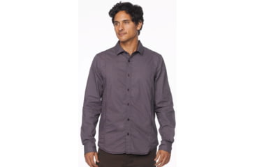 Image of prAna Lukas Slim Long Sleeve Shirt - Men's-Black Plum-Medium