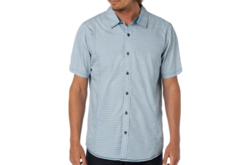 Image of prAna Lukas Slim Short Sleeve Shirt - Men's-Blue Ridge-X-Large