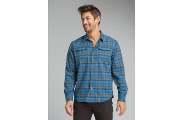 Image of prAna Miki Long Sleeve Flannel Shirt - Men's, Coal, Large, M23181373-COAL-L