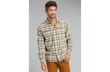 Image of prAna Miki Long Sleeve Flannel Shirt - Mens, Dark Khaki, XXLarge, M23181373-DKKH-XXL