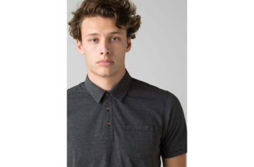 Image of prAna Polo - Mens, Black Stripe, Small, M11181339-BKST-S