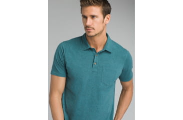 Image of prAna Polo T-Shirt - Mens, Deep Balsam Heather, Medium, M11181339-DMHT-M