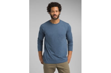 Image of Prana Long Sleeve Crew T-Shirt, Denim Heather, Small, M23181469-DEHT-S