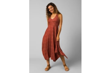 Image of prAna Saxon Dress - Womens, Rust Floret, Medium, 1970651-602-M