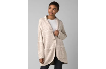 Image of prAna Sevie Cardigan - Women's, Large, Pebble Grey Intarsia, 1967181-021-L