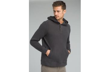Image of prAna Trawler Henley Hoodie - Mens, Charcoal Heather, XXXLarge, M23181379-CCHT-XXXL